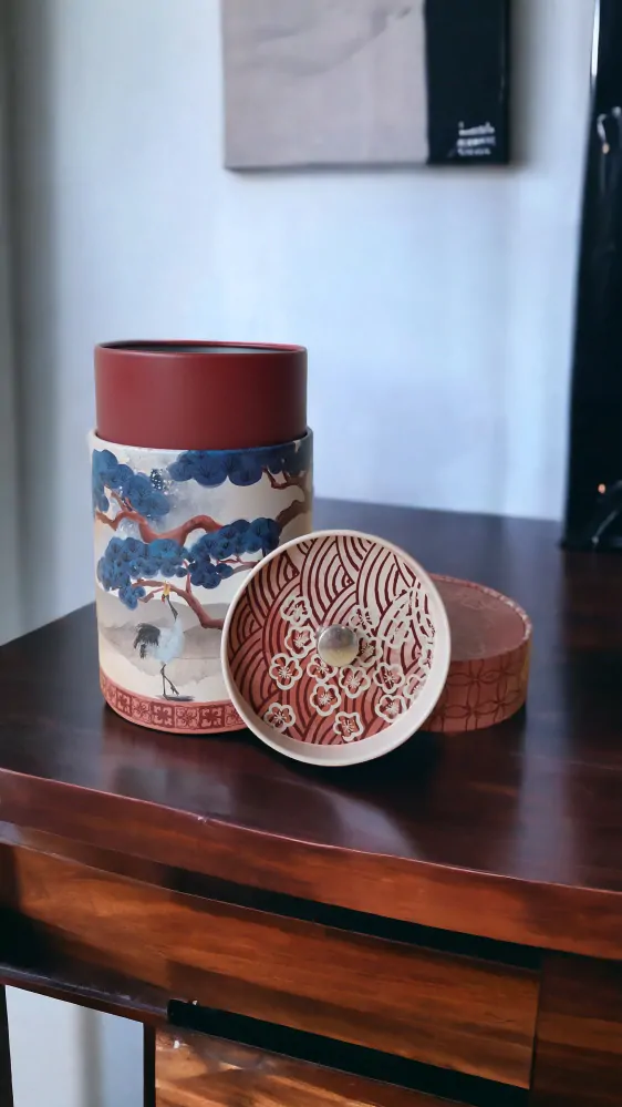 Dóza na čaj "Crane" červená 150g